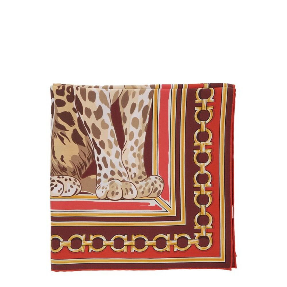 Ferragamo Women Silk Scarf With Pink Motif Print For Women
